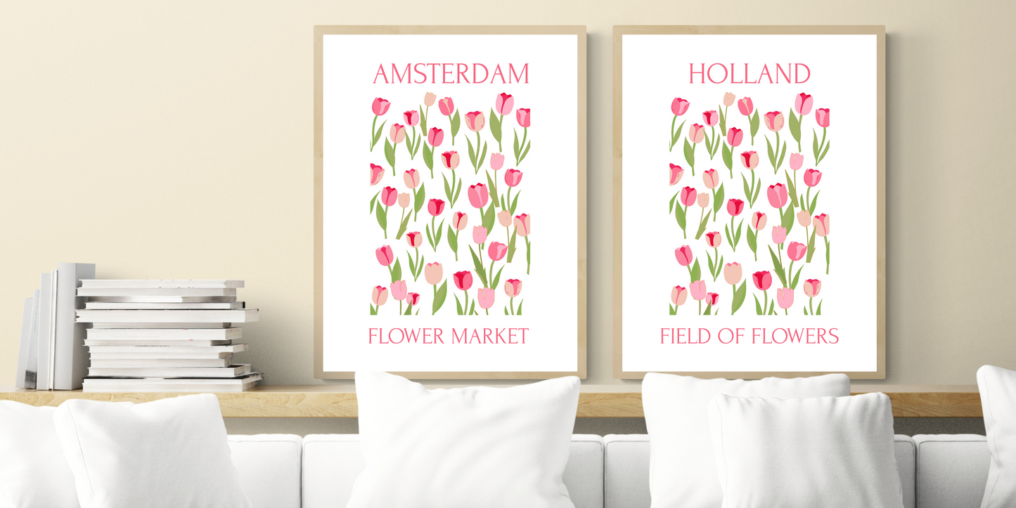 Bild FIELD OF FLOWERS personalisierbar mit Lieblingsort 40x60 cm I 50x70 cm im Holzrahmen