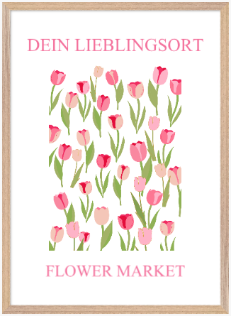 Bild FLOWER MARKET personalisierbar mit Lieblingsort 40x60 cm I 50x70 cm im Holzrahmen