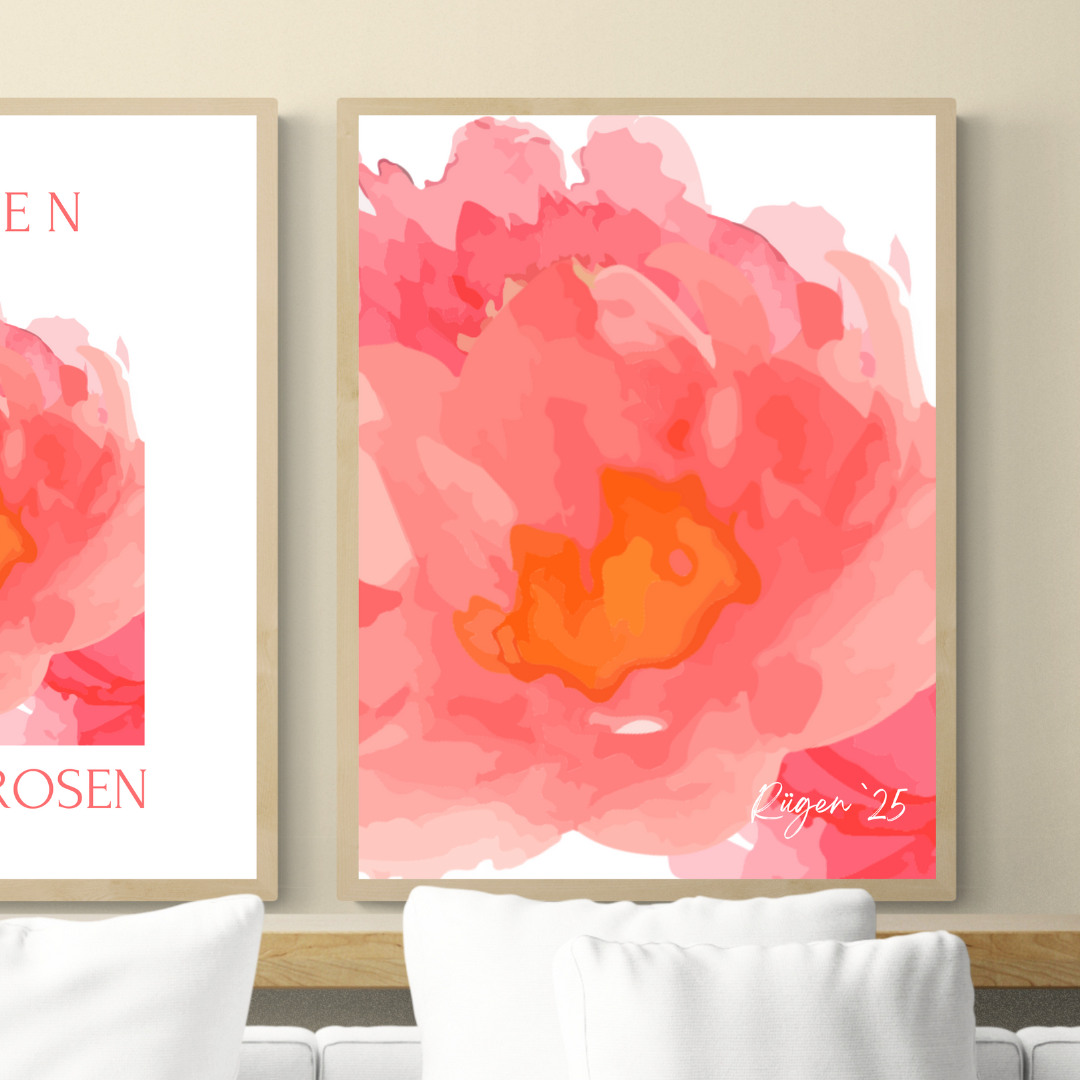 Bild 50x70 cm personalisierbar STRANDROSEN DÜNENROSEN hochwertiger Leinwanddruck