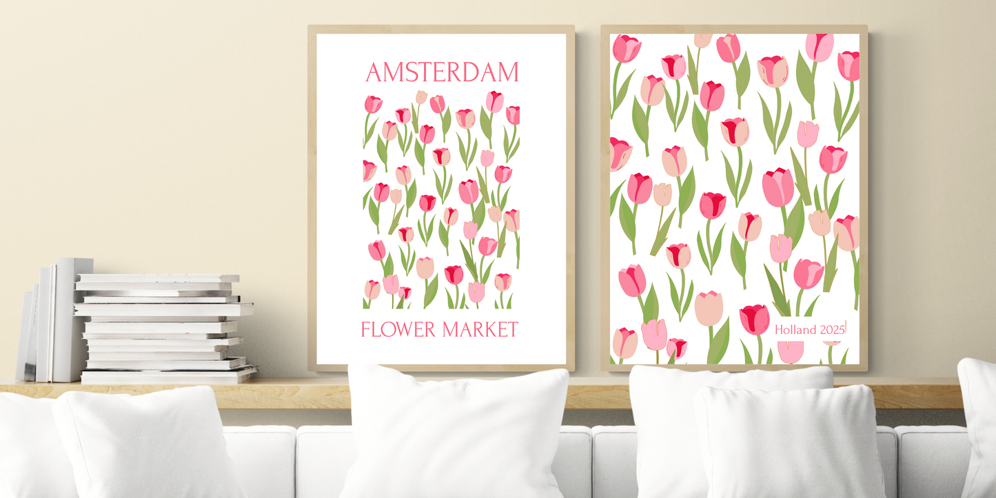 Bild TULPEN personalisierbar mit Lieblingsort Datum 50x70 cm im Holzrahmen