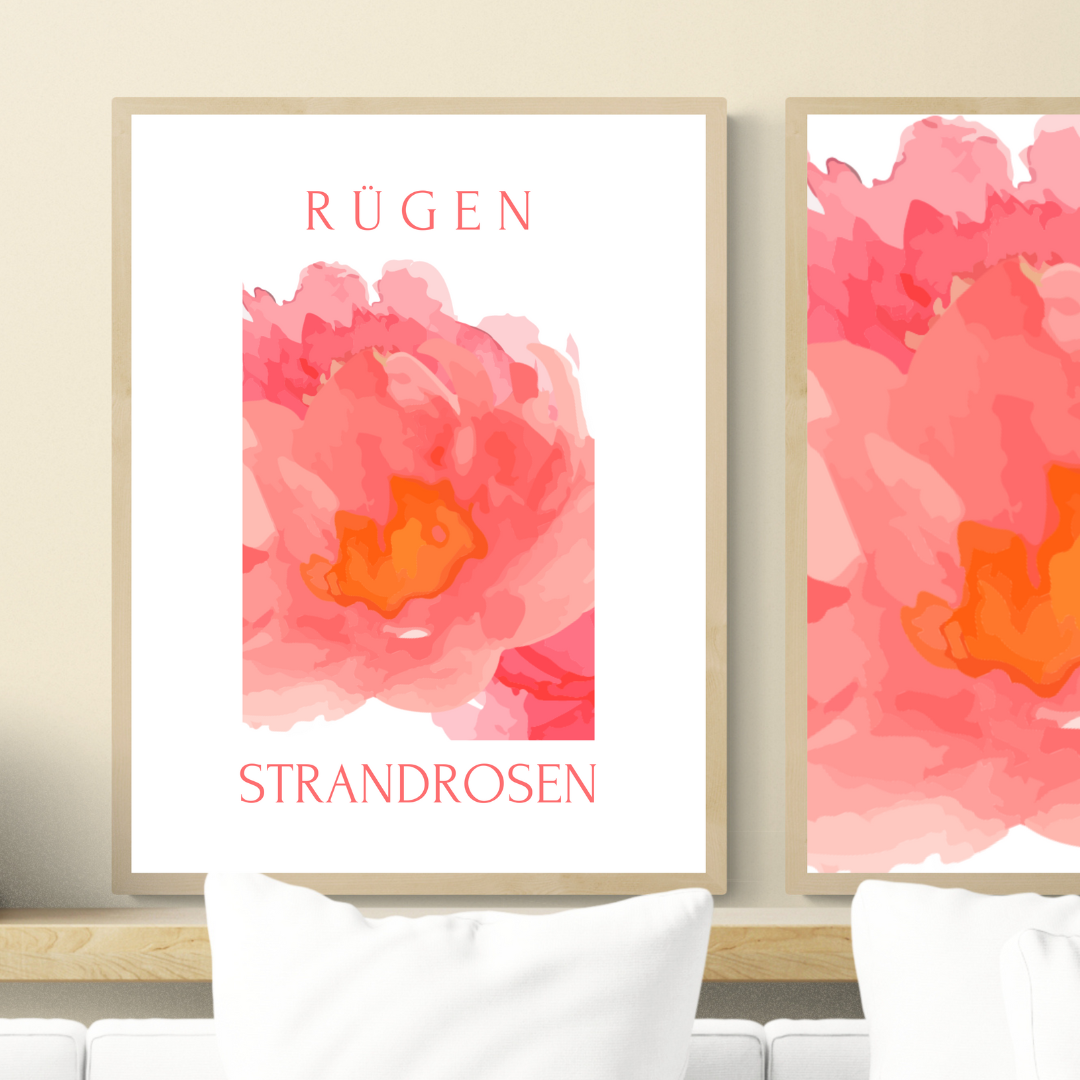 Bild 50x70 cm personalisierbar STRANDROSEN DÜNENROSEN hochwertiger Leinwanddruck