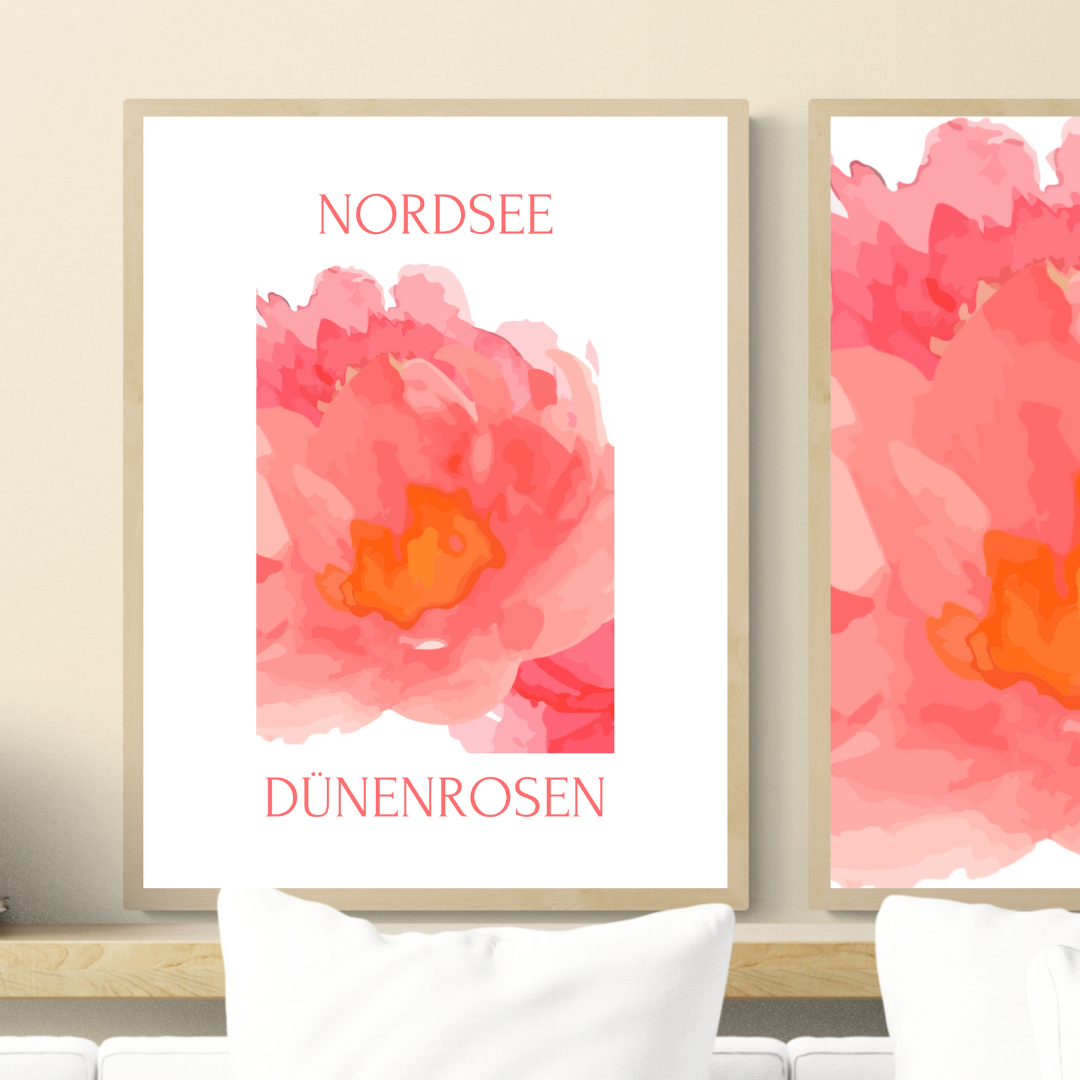 Bild 50x70 cm personalisierbar STRANDROSEN DÜNENROSEN hochwertiger Leinwanddruck