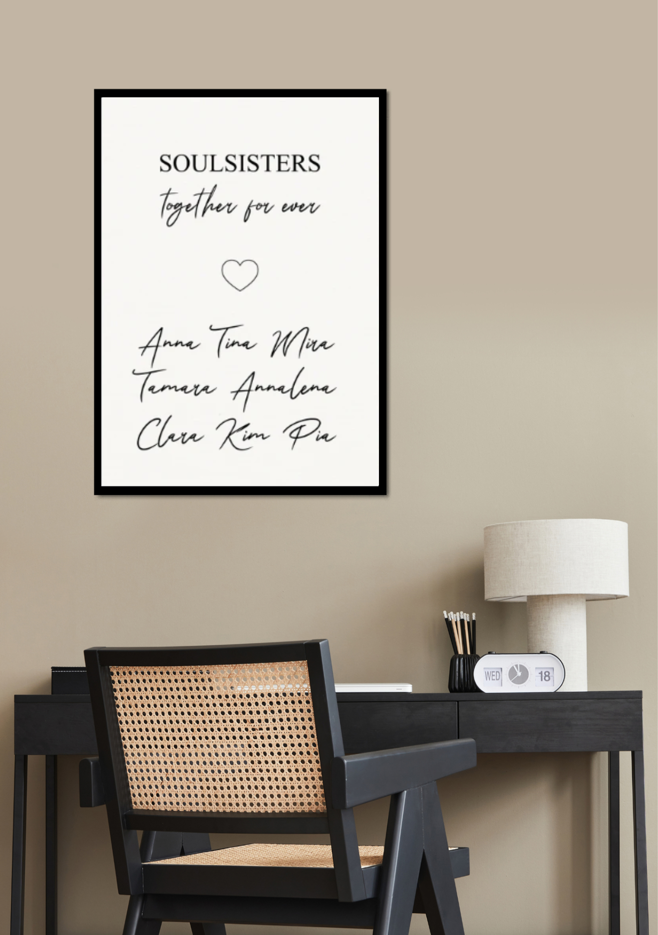 Bild SOULSISTERS personalisierbar mit Namen 40x60 I 50x70 cm 3Holzrahmen