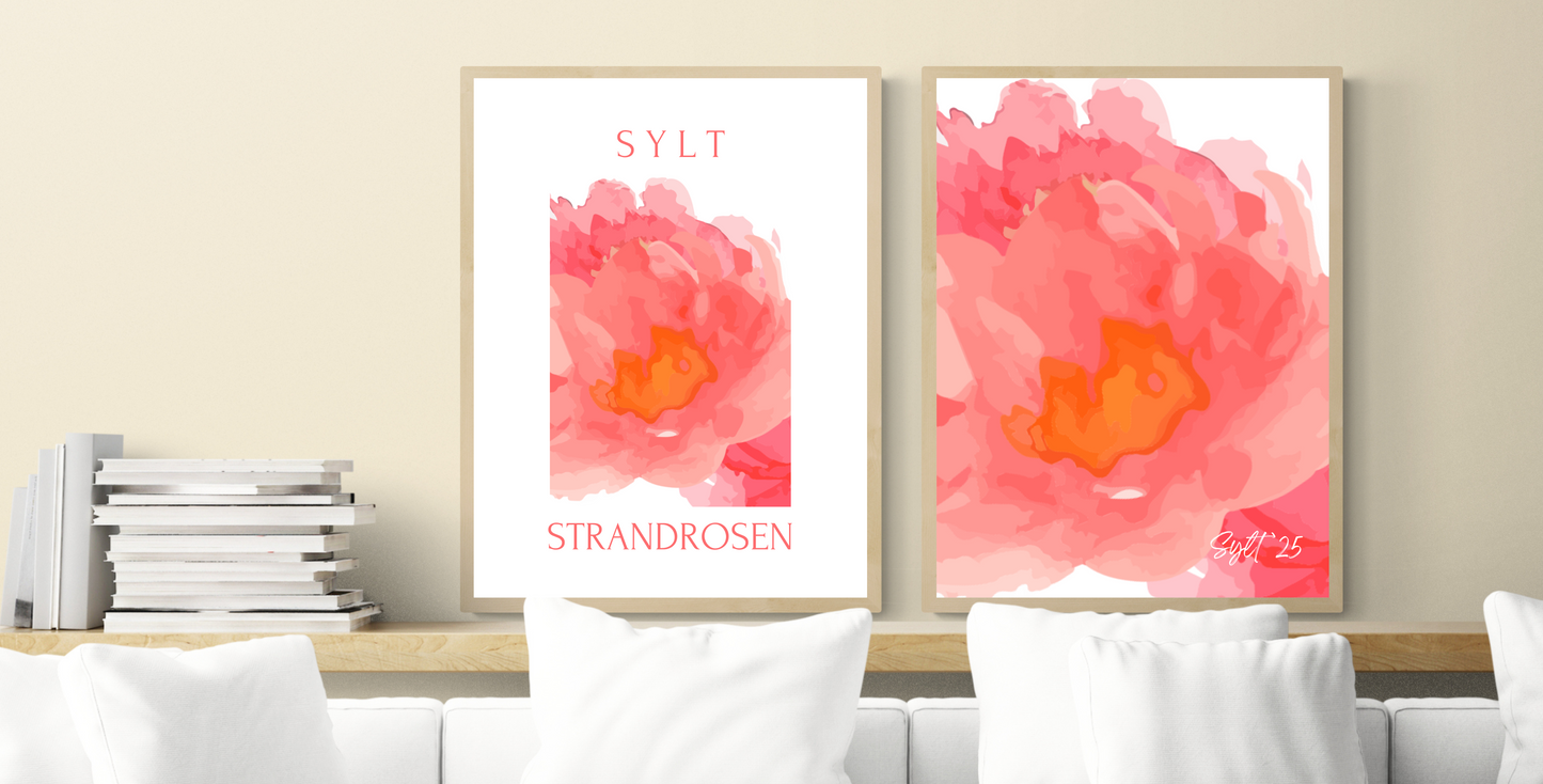 Bild 50x70 cm personalisierbar STRANDROSEN DÜNENROSEN hochwertiger Leinwanddruck